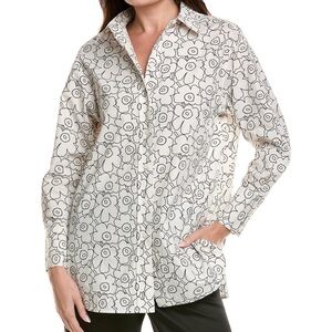 Marimekko Nila Unikko Blouse black and white graphic Floral Print size 6-